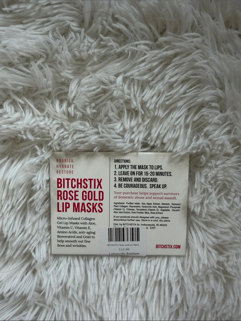 Bitchstix Rose Gold Lip Masks - Pink & White Packaging